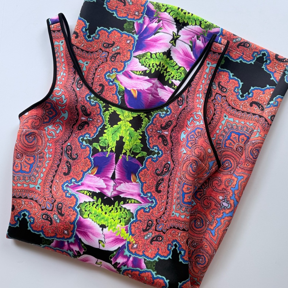 Clover Canyon Orchid Trip Print Neoprene Sleeveless Tank Scuba Dress Size S